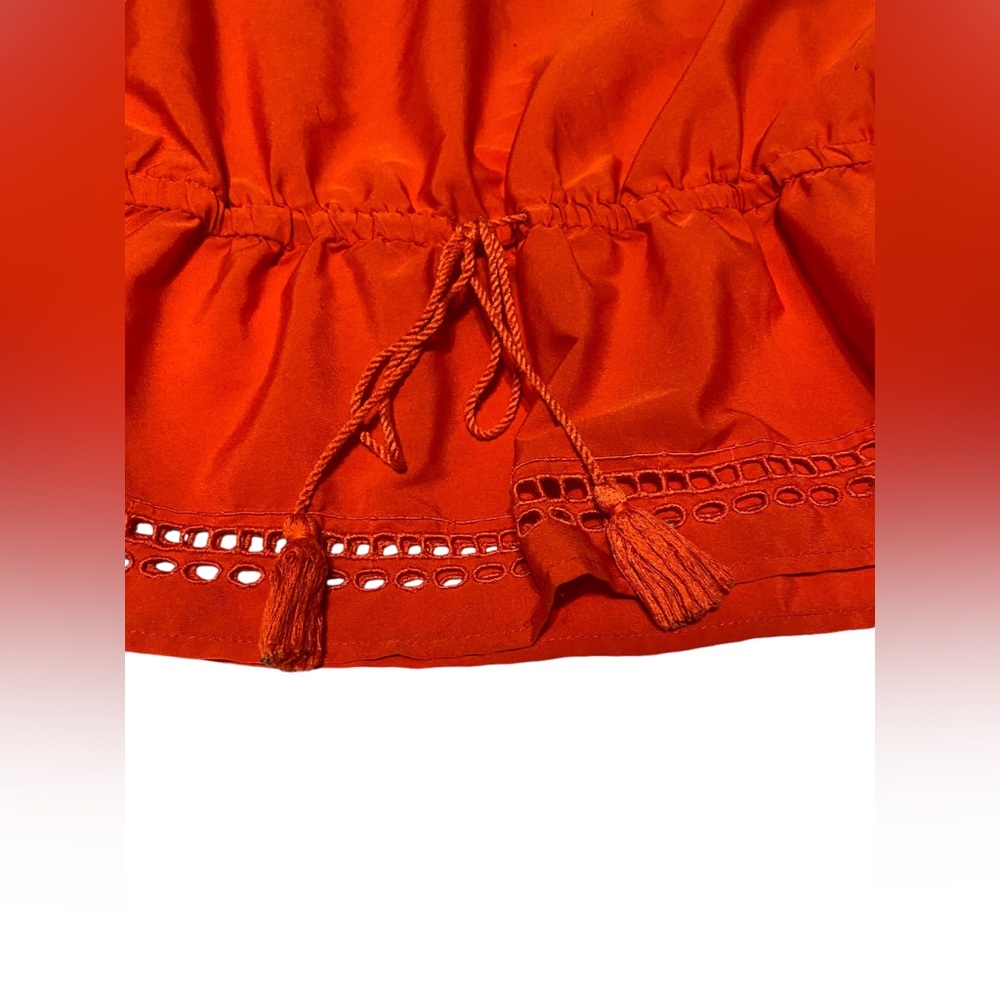 Lane Bryant Top Women’s 16 Eyelet  Sleeveless Drawstring Red Blouse BoHo Comfort - Picture 13 of 15